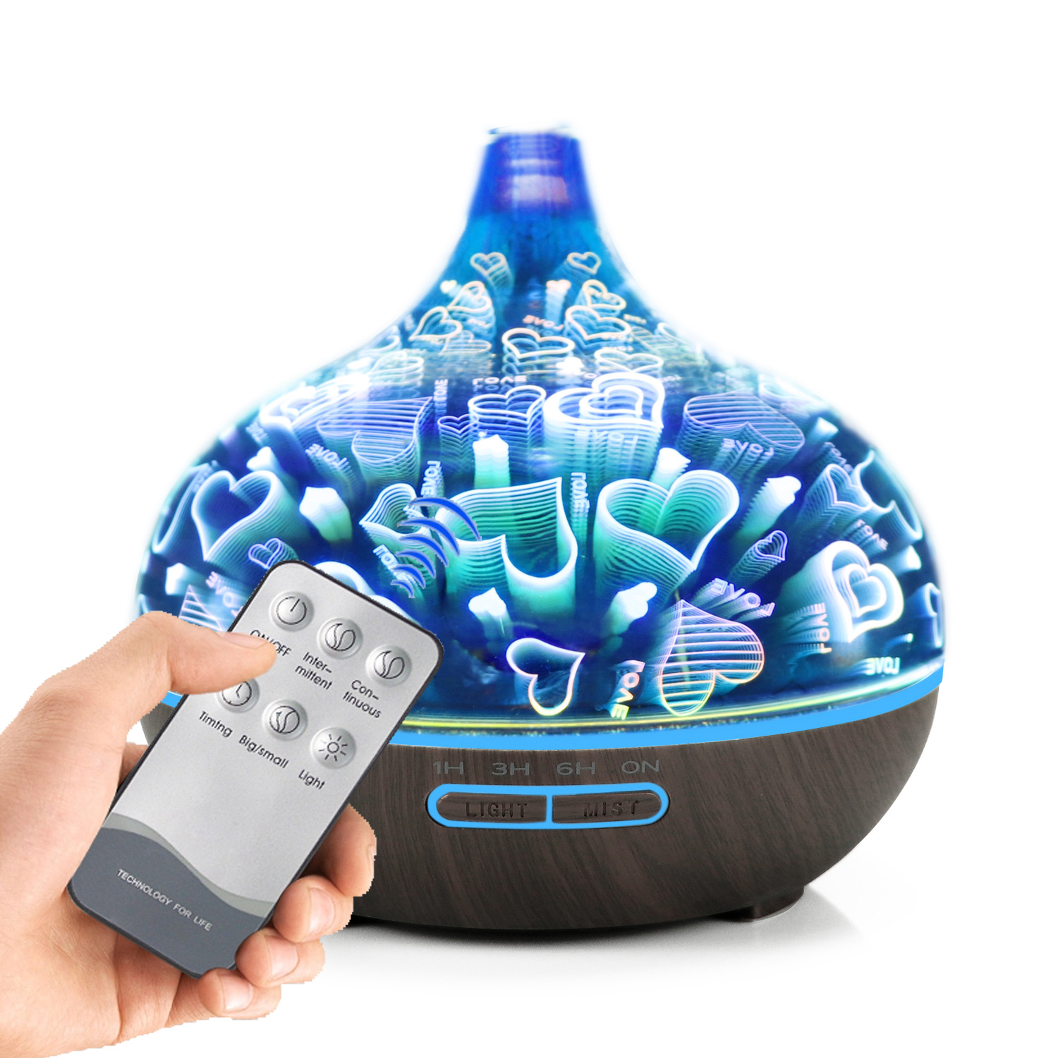 New foreign trade products: Ultrasonic 3D effect glass wood grain aroma diffuser, gift, seven-color mini humidifier, aroma diffuser Application Scenario