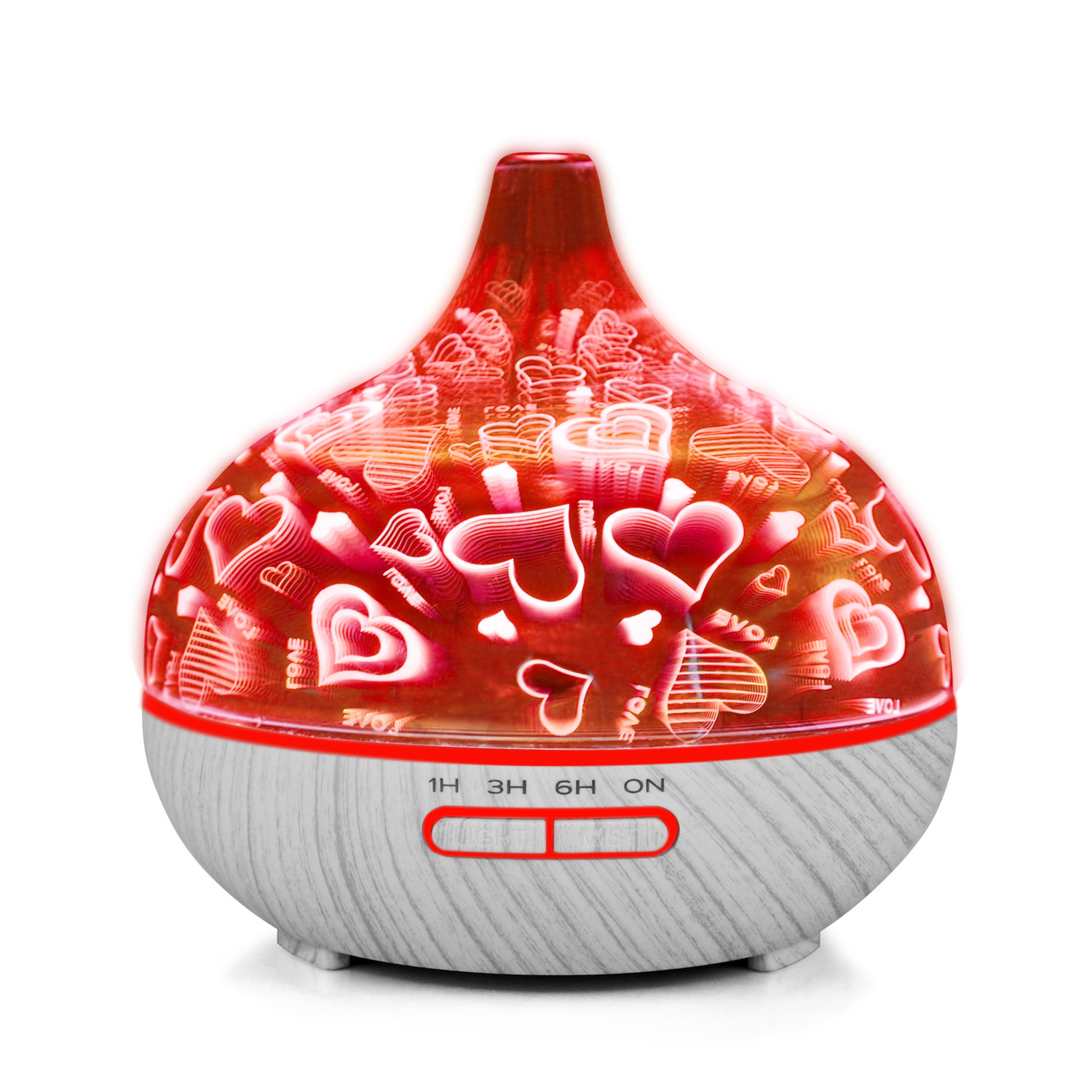 New foreign trade products: Ultrasonic 3D effect glass wood grain aroma diffuser, gift, seven-color mini humidifier, aroma diffuser Specification image