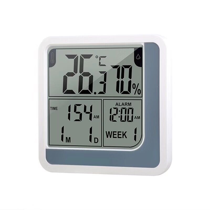 新款多功能电子温湿度计带时间、日期、星期、闹钟产品图
