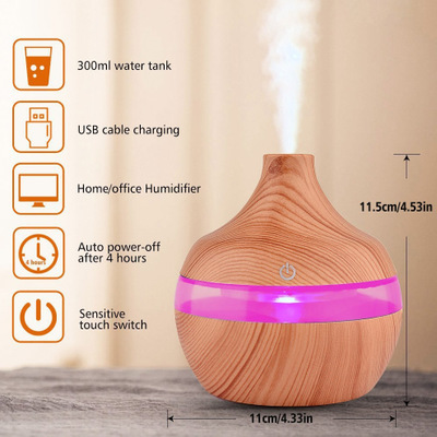 Mini USB Humidifier Tabletop tip wood grain humidifier ball aromazer Specification drawing