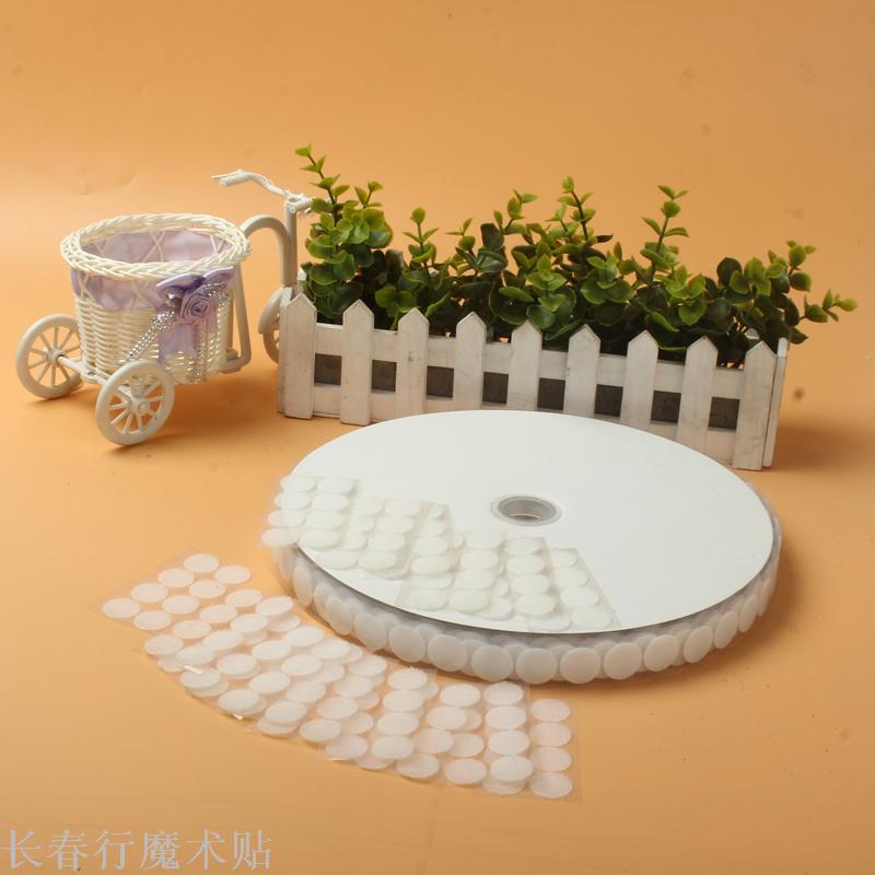 厂家定制透明膜背胶1.5cm圆点 透明膜背胶PET膜背胶魔术贴图