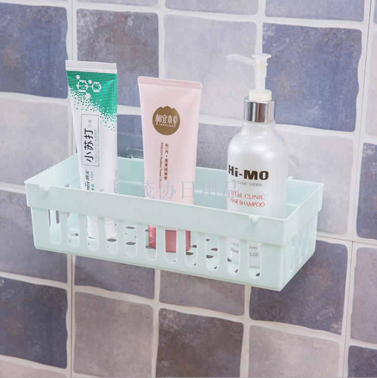 Kitchen and bathroom wall-mounted non-mark storage shelf plastic wall-mounted non-perforated asphalt finishing shelf