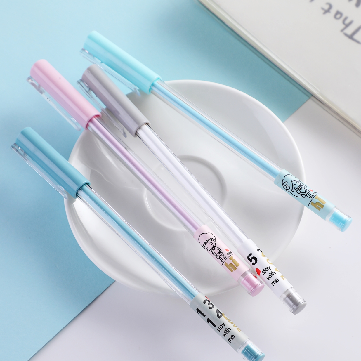 Wanbang GP-3730 Candy 3-color Full Needle Cartoon Student Gel Pen 0.35mm/0.5mm Specification image