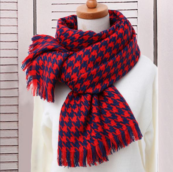 时尚英伦格子围巾女冬季百搭千鸟格学生长款男围脖拆边保暖大披肩细节图