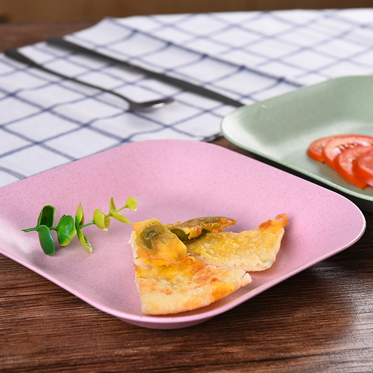 European Retro Creative Wheat Straw Dish Environmental Steak Plate Breakfast Snack Disc Tableware Set details Picture