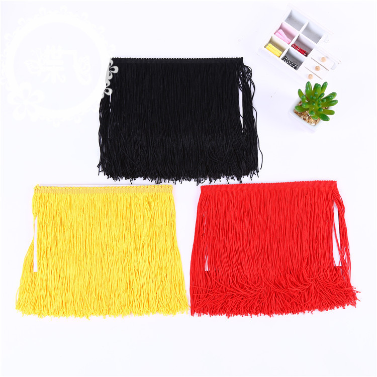 20cm double strand encrypted polyester tassel nylon rayon row must Latin dance dress accessories lace in stock thumbnail