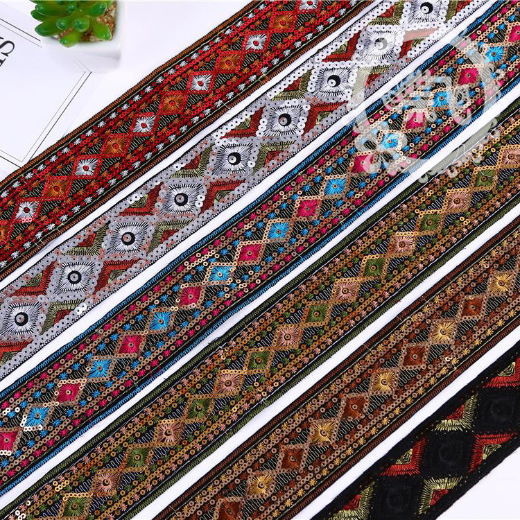 Foreign trade embroidery flower beads sequins embroidery Ethnic style embroidery lace luggage shoe material lace lace garment accessories