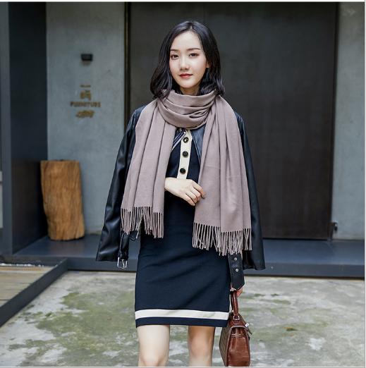 秋冬爆款单色仿羊绒 百搭经典大赞拉毛定制围巾披肩批发细节图