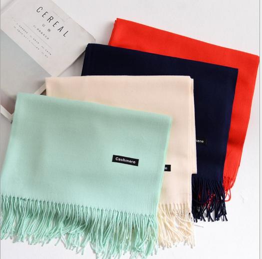 秋冬爆款单色仿羊绒 百搭经典大赞拉毛定制围巾披肩批发产品图