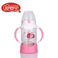 爱婴宝母婴用品 晶钻玻璃吸管奶瓶 带座垫奶瓶180ml 双色手柄图