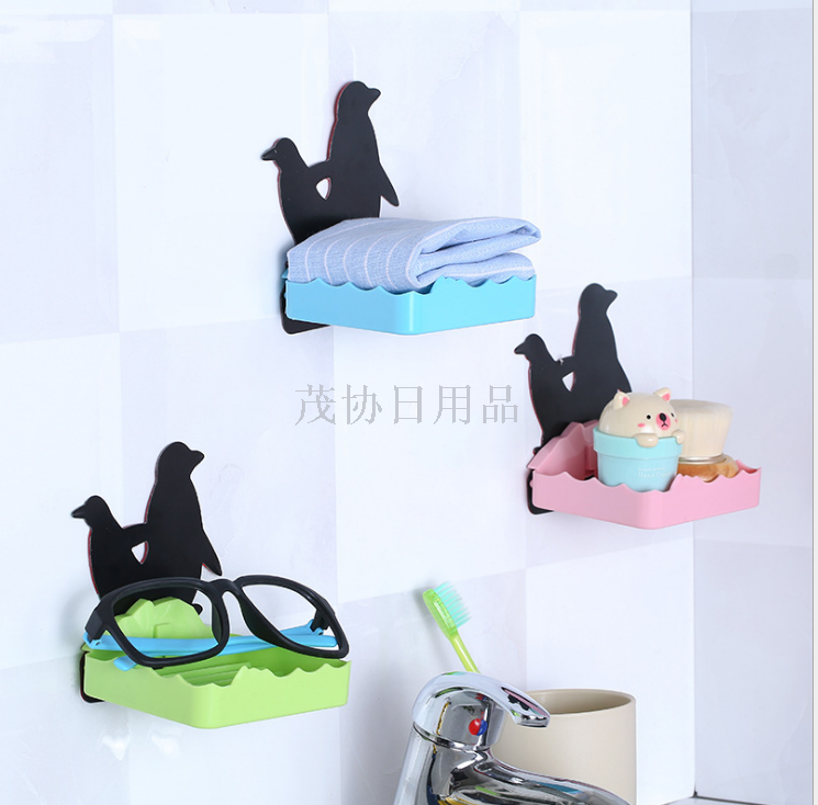 Cartoon bathroom soap box Bathroom shelf punch-free strong stick soap box