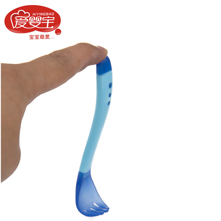Love Baby Children's tableware set Silicone soft head soup spoon Baby tableware set Temperature sensing spoon changes color at high temperature Specification image