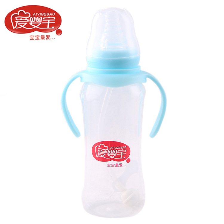Aiyingbao baby Products, standard mouth double-handled automatic straw PP baby bottle, Breast milk Sensing baby bottle, 260ML Specification image