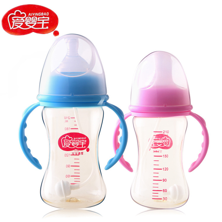 Aiyingbao baby wide-mouth PPSU bottle, anti-drop, anti-gas, automatic feeding straw bottle, 210ml details Picture