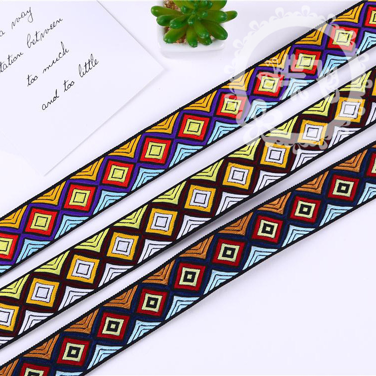 High-grade new special prismatic national ribbon jacquard ribbon belt lace shoe material headband accessories lace spot