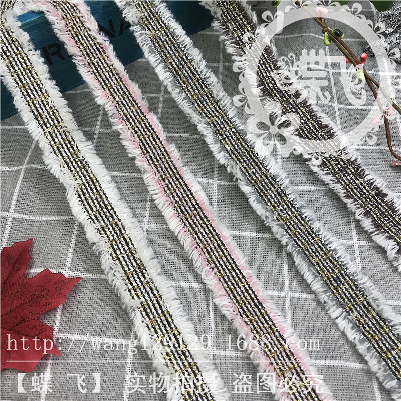 2023 Double fringed Korean ribbon Lace Butterfly Festival handmade DIY national ribbon dress accessories lace thumbnail