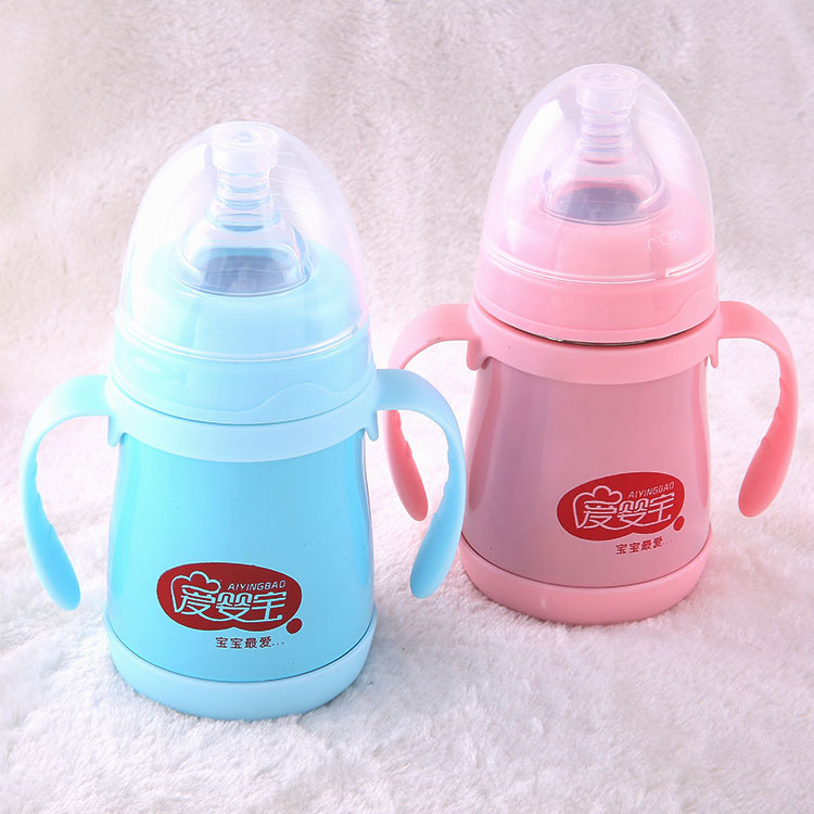 Aiyingbao Maternal and Infant Products wide-mouthed stainless steel baby bottle with straw and heat preservation, 210ml Application Scenario