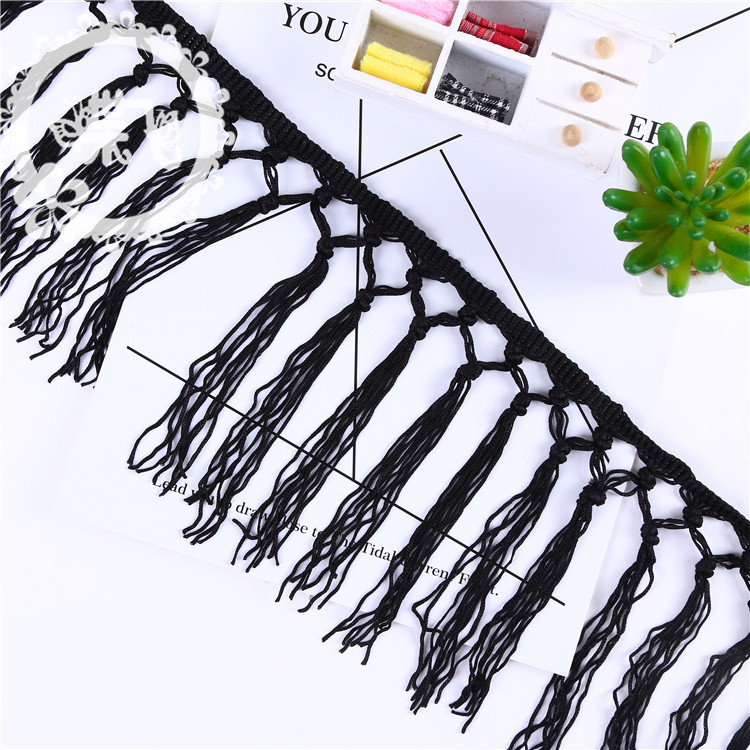 15CM2 knot rayon fringe 3 knot polyester fringe row lace Latin dance dress accessories lace