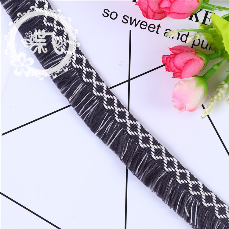 High-end Korean webbing small chanel-style geometric pattern small tassel lace, a popular clothing accessory, is available in stock details Picture