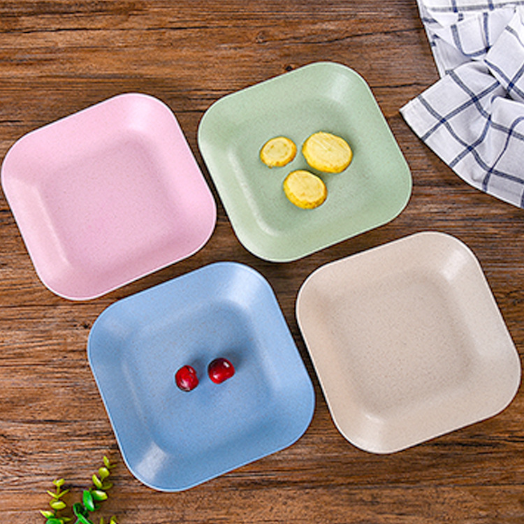 European Retro Creative Wheat Straw Dish Environmental Steak Plate Breakfast Snack Disc Tableware Set