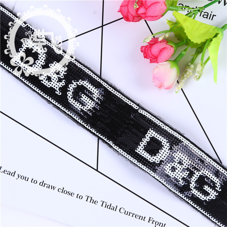 Flip Piece Embroidery Bead Lace Small Fragrance Series 3Mm Letter Sequins Embroidery Bar Code Lace Accessories In Stock details Picture