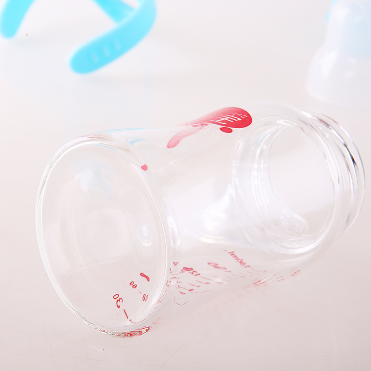 Baby Baby Baby Products Baby Crystal Diamond Glass Special Feeding Bottle Wide Mouth Automatic Straw Feeding Bottle 180Ml Specification drawing