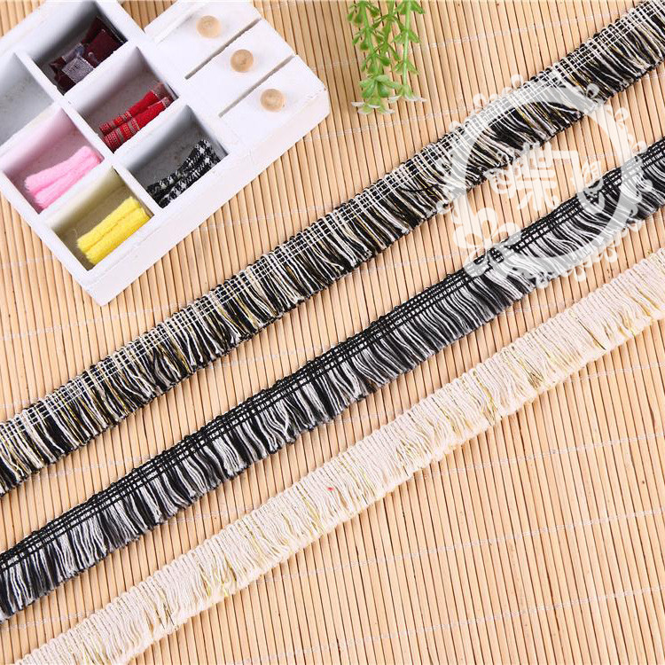 2 cm this white cotton yarn fringe lace black and white plus gold row polyester flat beard hair accessories clothing shoes accessories thumbnail