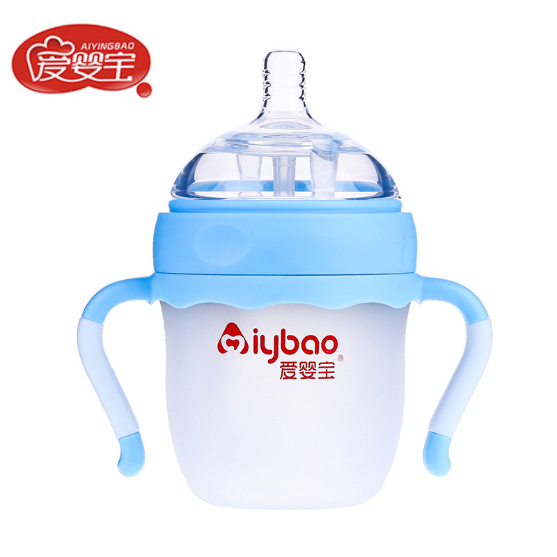 Baby Love New Wide Mouth Silicone Baby Bottle Two-Color Handle With Straw Anti-Flatulent Silicone Pacifier 160Ml Specification drawing