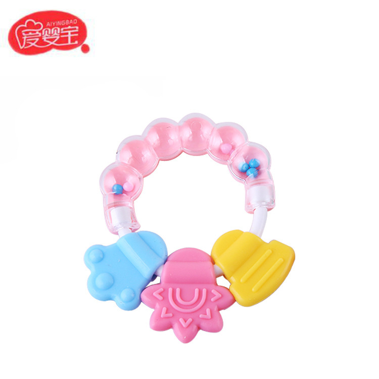 爱婴宝 婴儿牙胶圆形摇铃硅胶牙胶 宝宝磨牙用品 母婴用品批发细节图