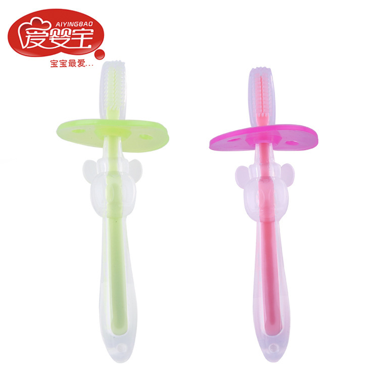 爱婴宝 儿童口腔护理软毛牙刷 婴幼儿硅胶训练乳牙刷 日用百货产品图