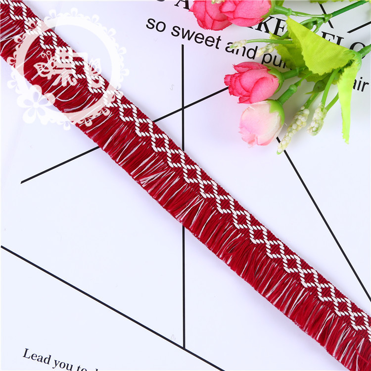 High-end Korean webbing small chanel-style geometric pattern small tassel lace, a popular clothing accessory, is available in stock Specification image