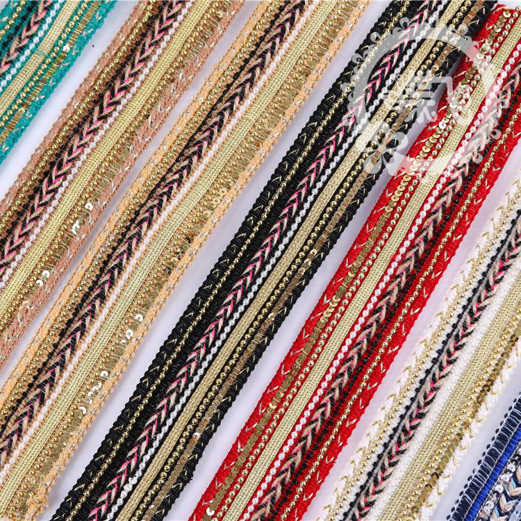 New shoe material belt special braided lace spot beads sequins lace clothing accessories manufacturers direct sales