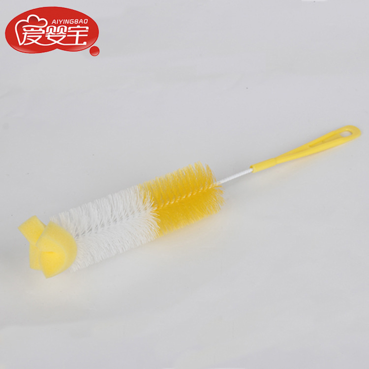 爱婴宝母婴用品 婴儿奶瓶清洁海绵刷 可悬挂直柄奶瓶刷 1806细节图