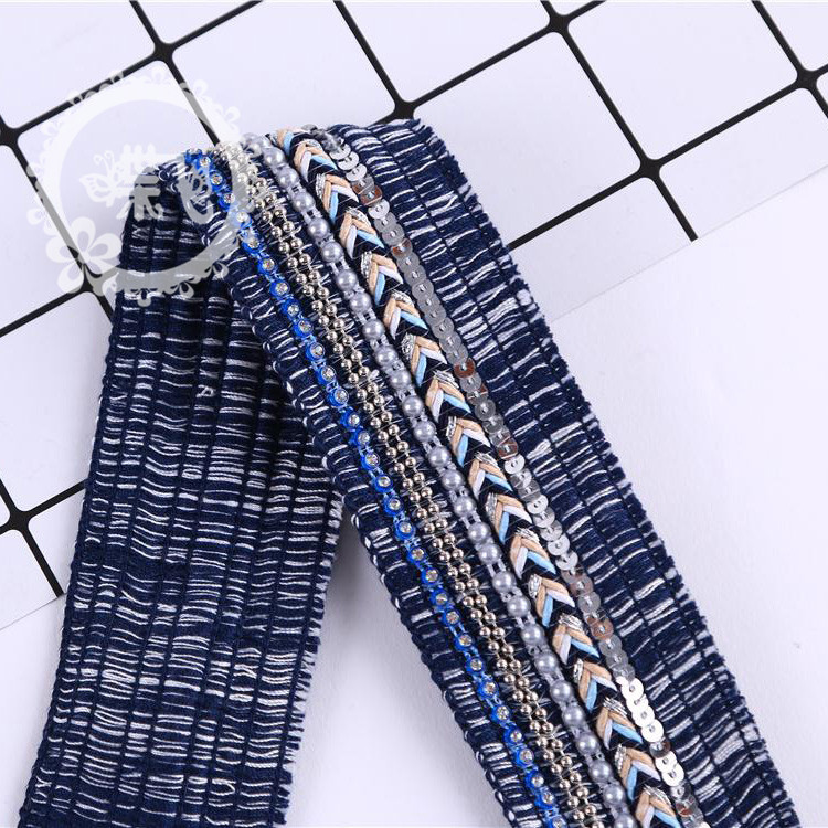 New shoe material belt braid with lace spot blue beaded braid lace clothing accessories special ribbon