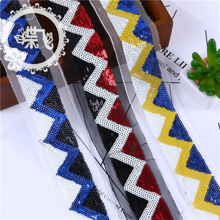 Cross-border for triangle sequin bead embroidery lace DIY retro national style footwear clothing accessories