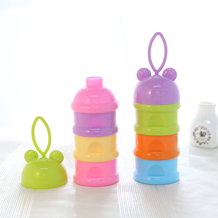 Aiyingbao Baby Products Portable Milk Powder Box for going out, three-layer funnel-shaped Colored Frog Milk Powder Box 9051 Specification image
