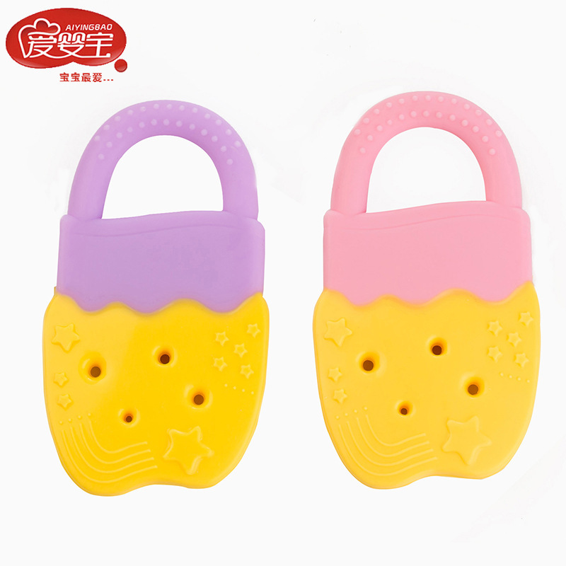 爱婴宝母婴厂家 新款硅胶菠萝牙胶 双色不含双酚A 宝宝牙胶磨牙棒