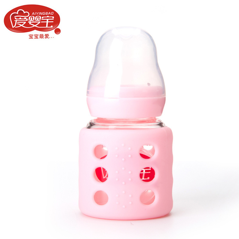 Baby treasure high borosilicate diamond baby glass bottle with protective cover 60ml juice bottle