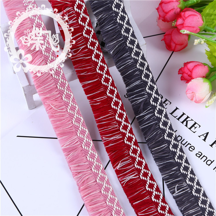 Cinturón coreano de alto grado pequeño aroma viento patrón geométrico pequeña borla estilo explosivo accesorios de ropa encaje disponible en stock