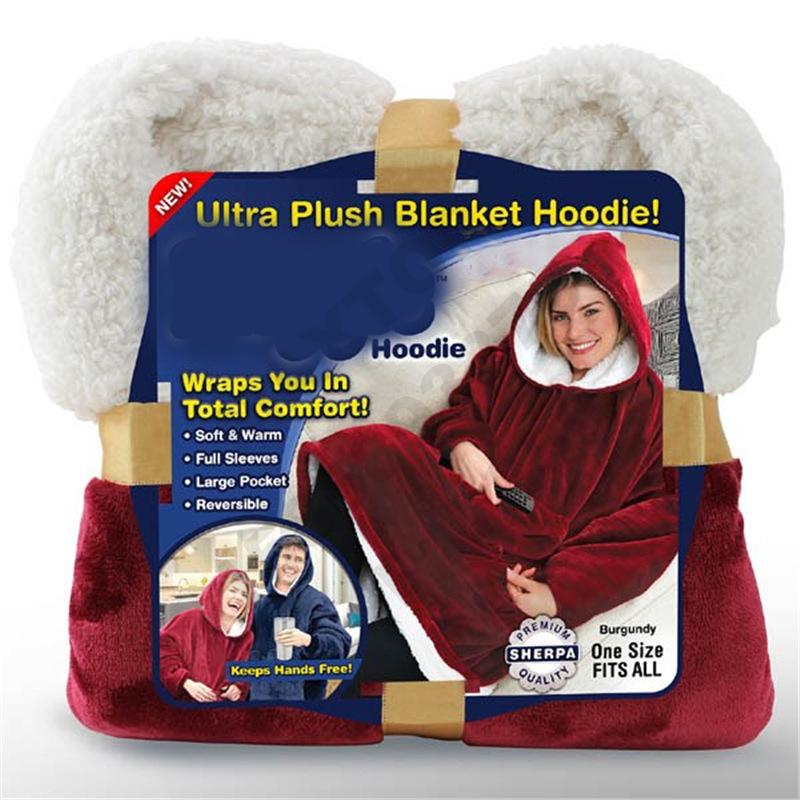 huggle hoodie 户外防寒服 连帽抓绒保暖衣 懒人套头电视毯产品图