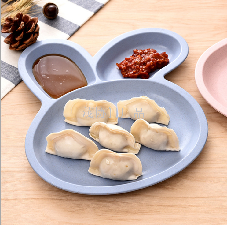 Wheat straw fast food plate children's tableware set cartoon rabbit dumplings plate plate plate plate plate plate