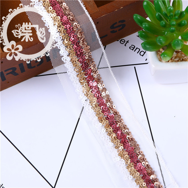4 colors disorderly embroidery beads sequins embroidery lace mesh wedding dress DIY clothing accessories lace available