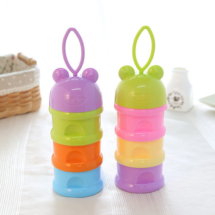 Aiyingbao Baby Products Portable Milk Powder Box for going out, three-layer funnel-shaped Colored Frog Milk Powder Box 9051 details Picture