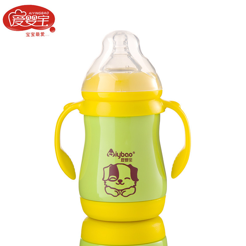 Aiyingbao Maternal and Infant Products wide-mouthed stainless steel baby bottle with straw and heat preservation, 210ml details Picture