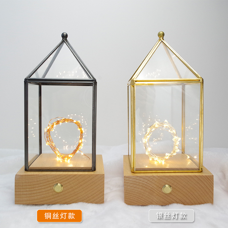 几何花房玻璃罩蓝牙音响diy材料包房子礼盒摆件简约现代
