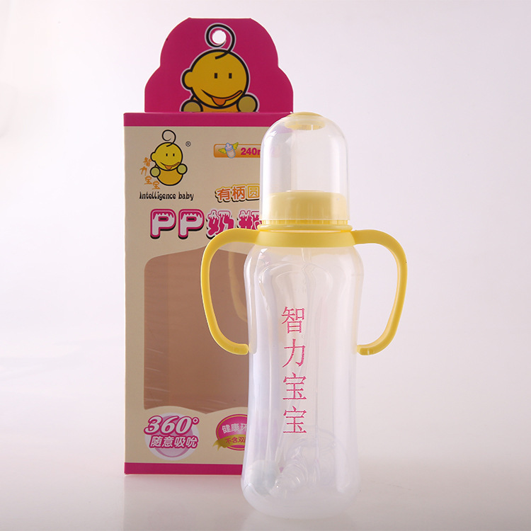 母婴用品 婴幼儿专用护理标口奶瓶 自动吸管带手柄PP奶瓶1816产品图