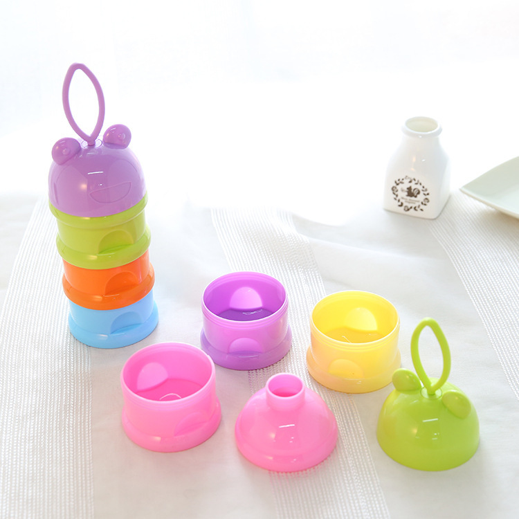Aiyingbao Baby Products Portable Milk Powder Box for going out, three-layer funnel-shaped Colored Frog Milk Powder Box 9051 Application Scenario