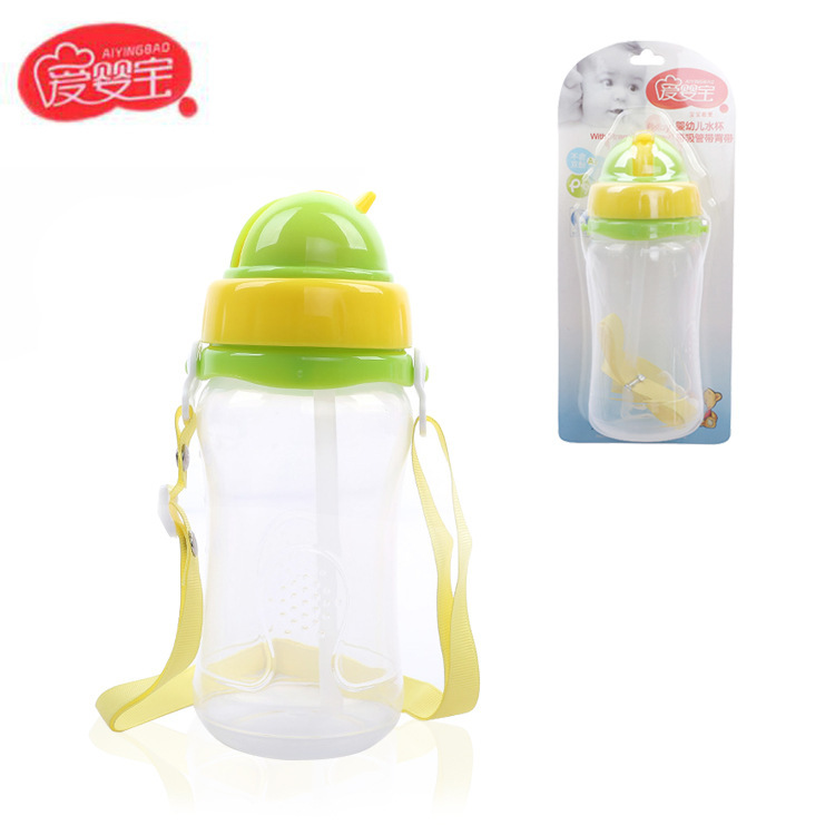 Aiyingbao Infant and toddler Soft tube, straw, learning Cup, Children's Shoulder strap, waterproof Cup 350ml, factory direct sales Specification image