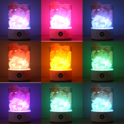 M4 Himalayan Crystal Salt Natural anion salt mine USB colorful salt lamp nightlight details Picture