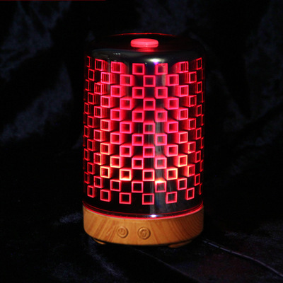 3D香薰机加湿器直筒小方格家用超声波创意香薰灯七彩小夜灯产品图